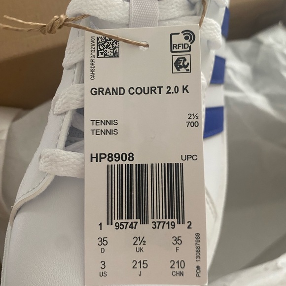 NWT Adidas Kids Grandcourt 2.0 Sneakers Size 3 - Picture 7 of 8